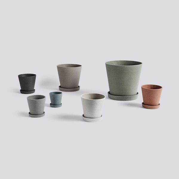 Tiesto con Plato Flowerpot Gris M (14x13,5cm)
