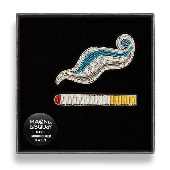 Cigaret + Smoke Hand-embroidered Pin