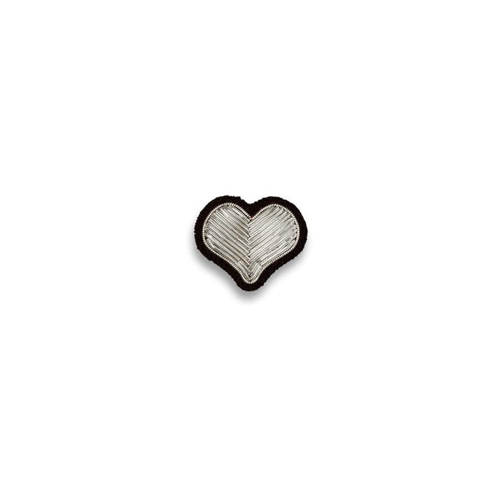 Silver Heart Hand-embroidered Pin