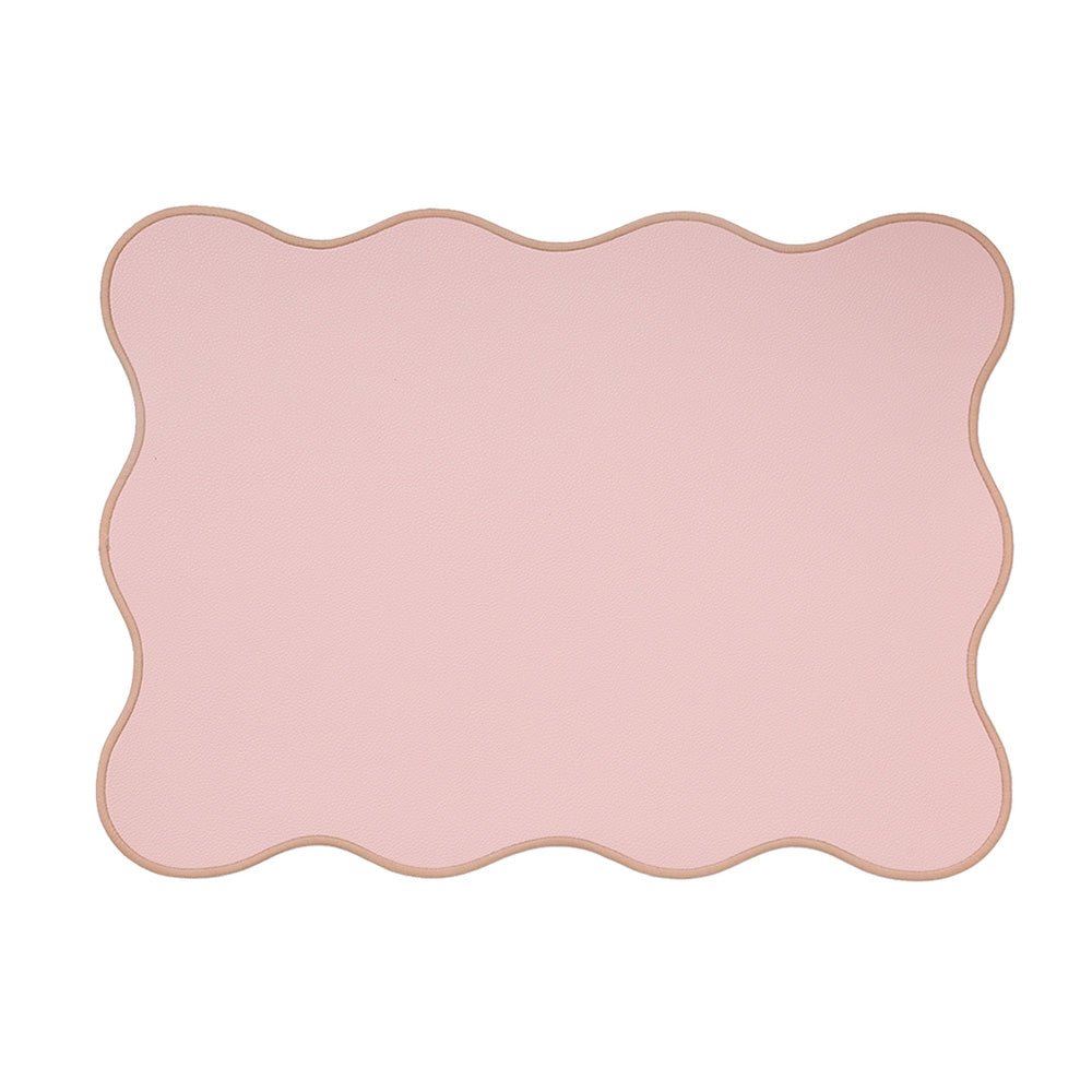 Juliette Pink Placemat with Beige Wavy Edges