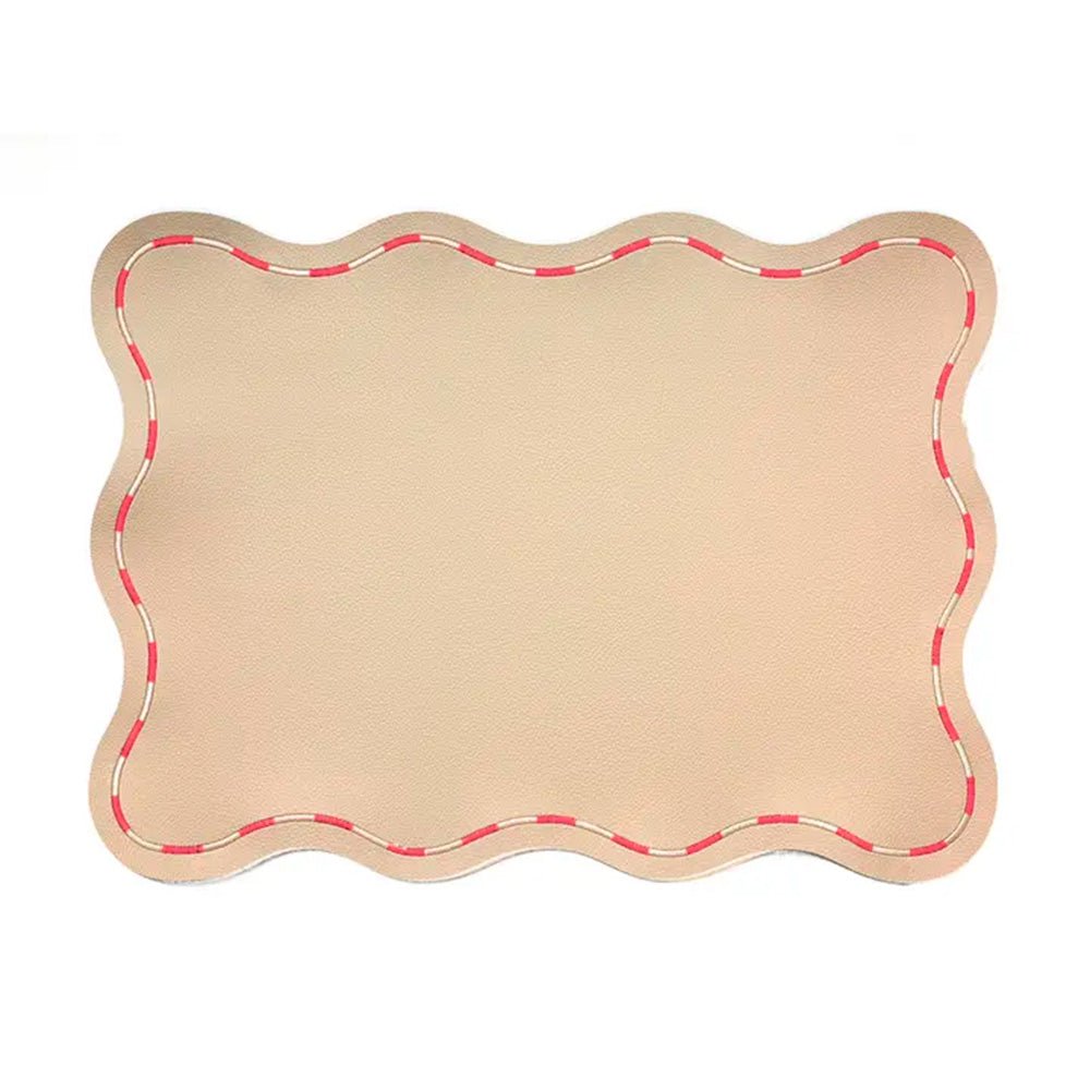 Beige Placemat with Pink Wavy Edges