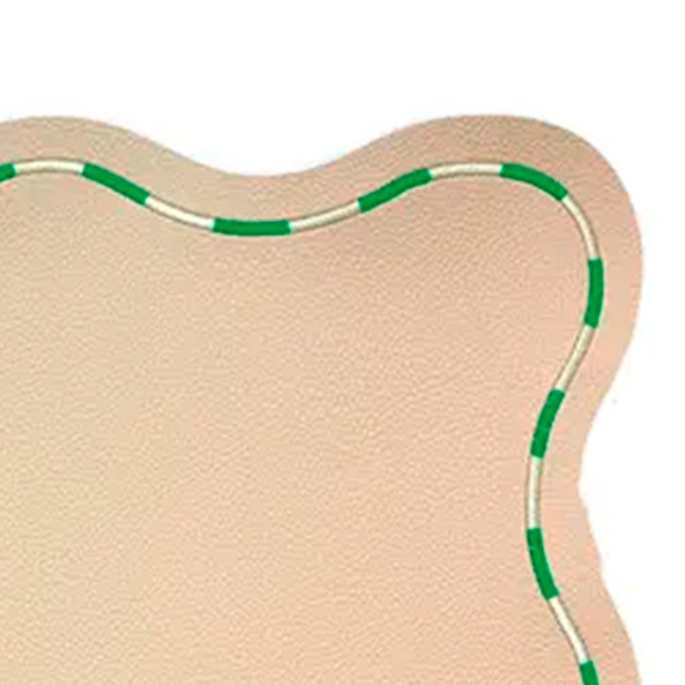 Beige Placemat with Green Wavy Edges