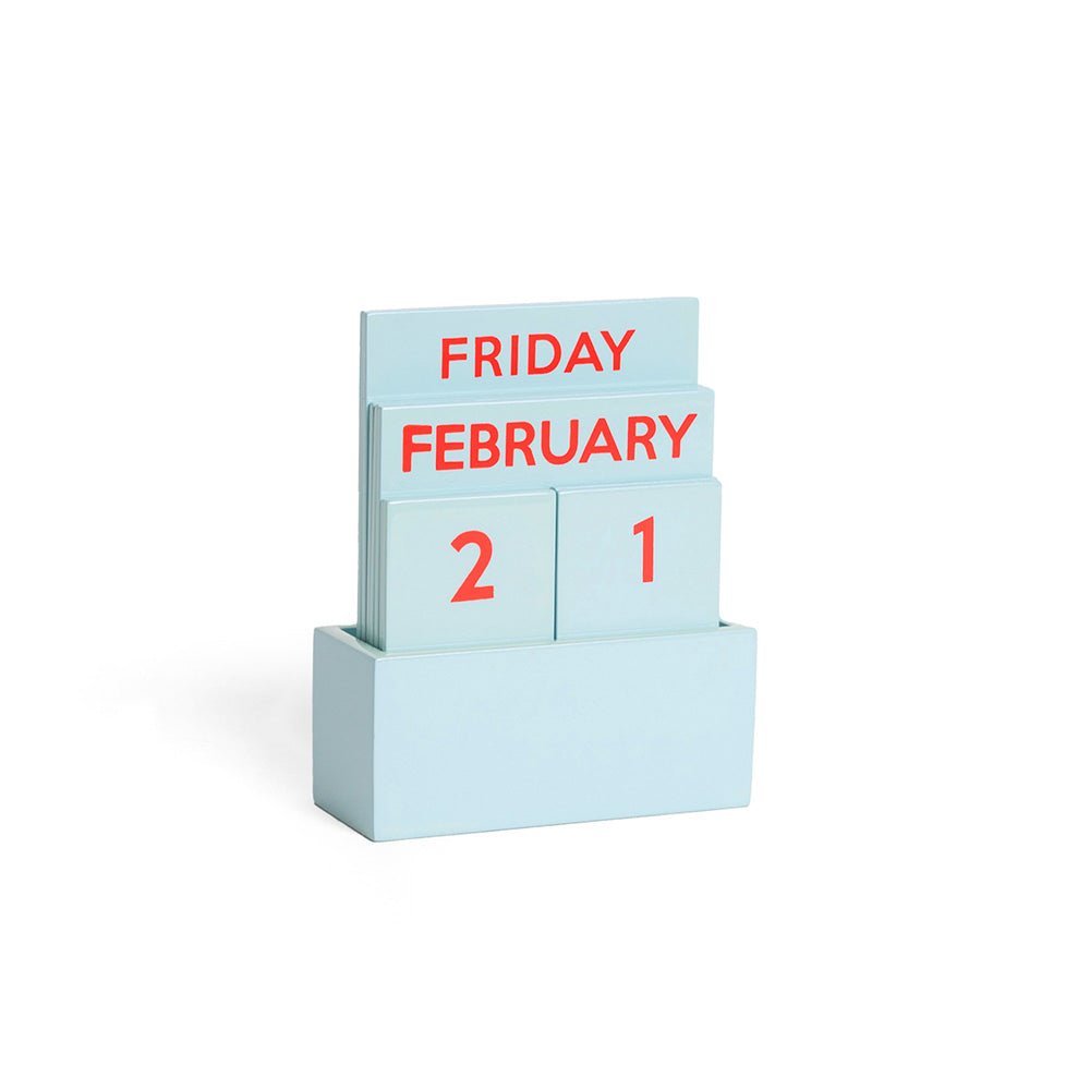Petit calendrier perpétuel couleur bleu clair brillant