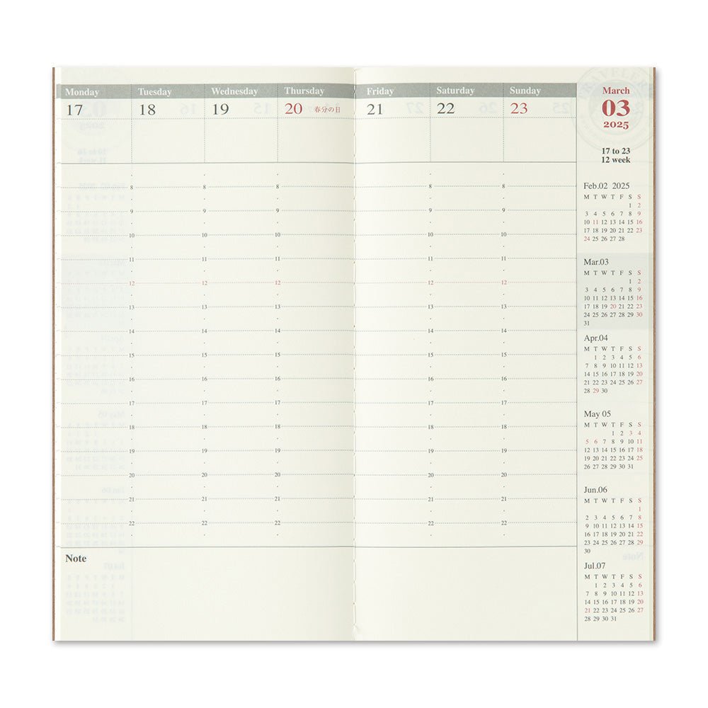 TRAVELER'S Notebook Refill 2025 Weekly Vertical Regular Size