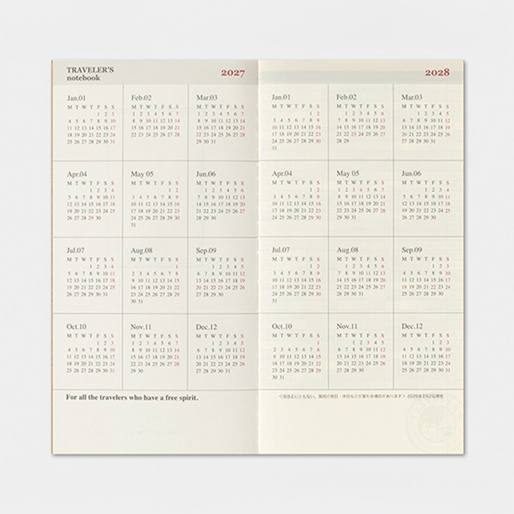 Monthly Diary Refill 2027 – Regular Size
