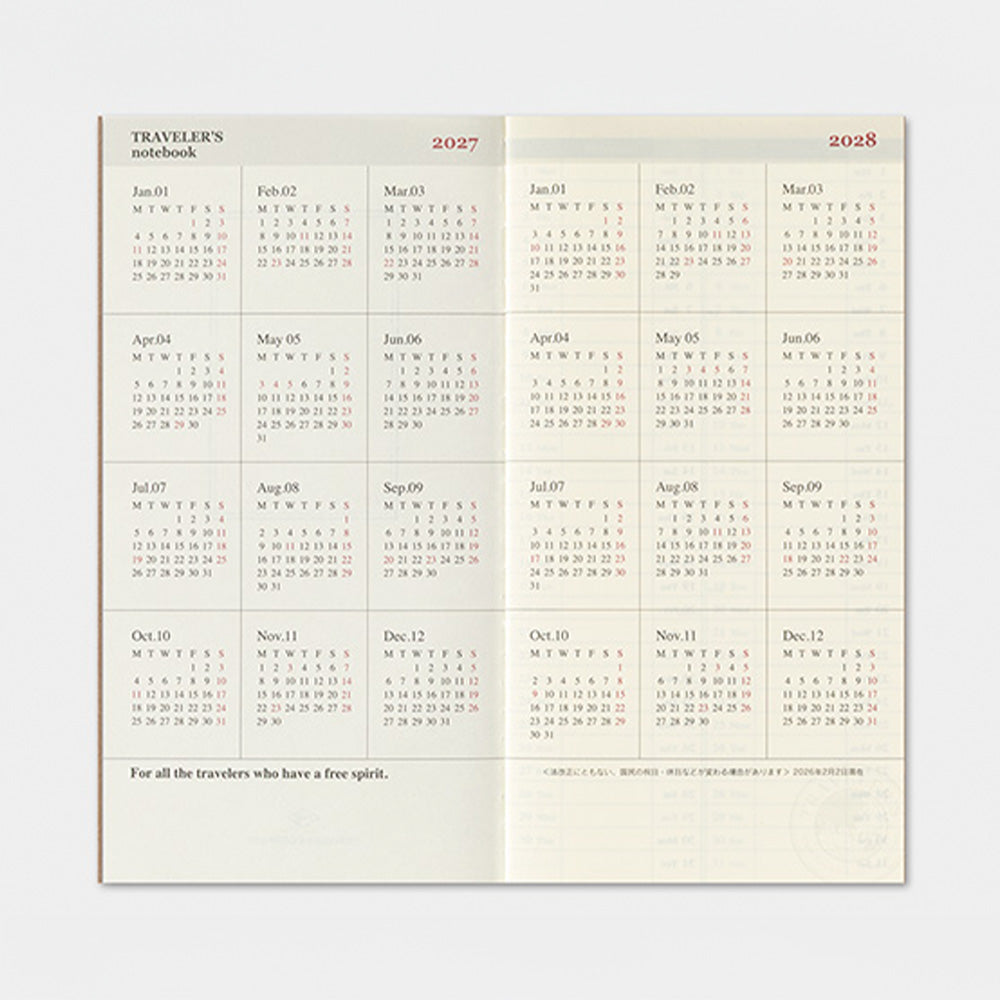 Vertical Weekly Diary Refill 2027 – Regular Size