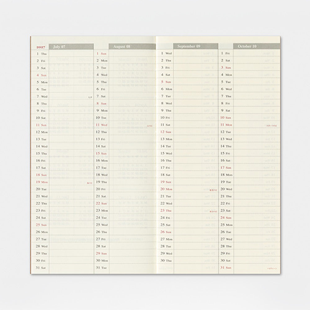 Vertical Weekly Diary Refill 2027 – Regular Size