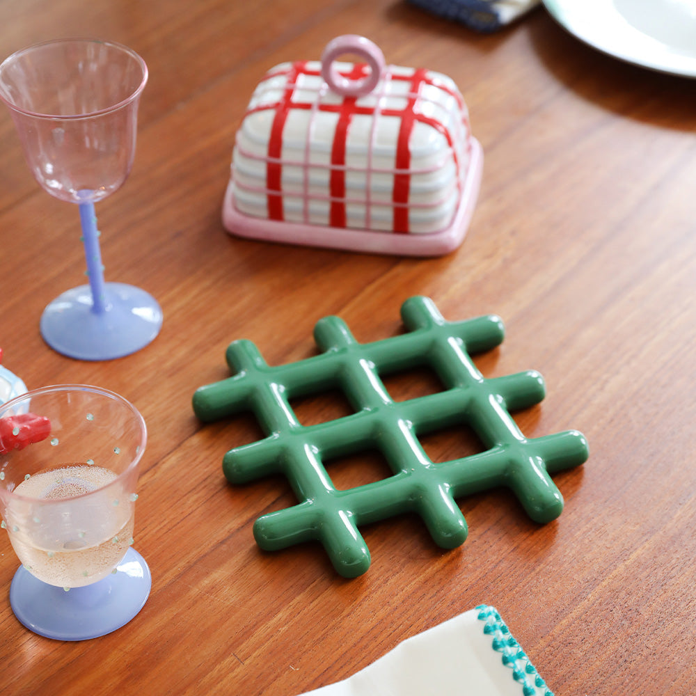 Dessous de plat à grille verte