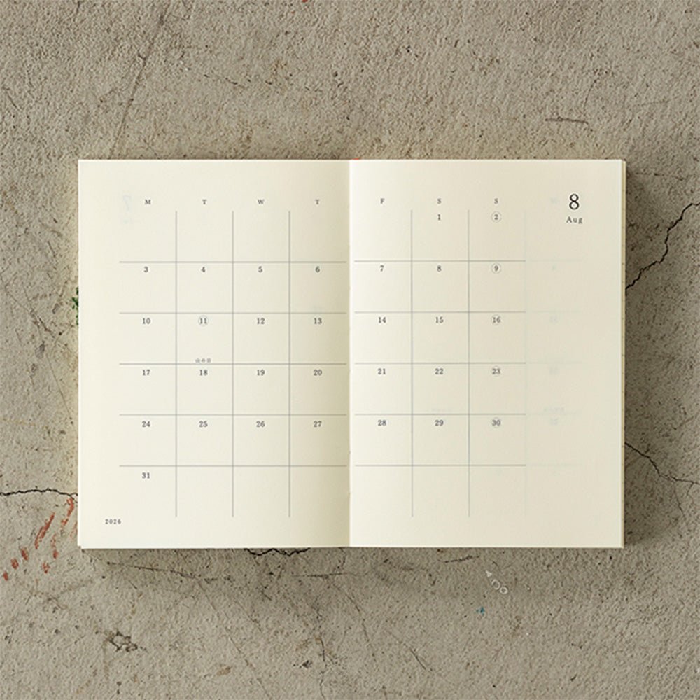 MD Notebook Diary A6 Monthly Block + Memo 2026