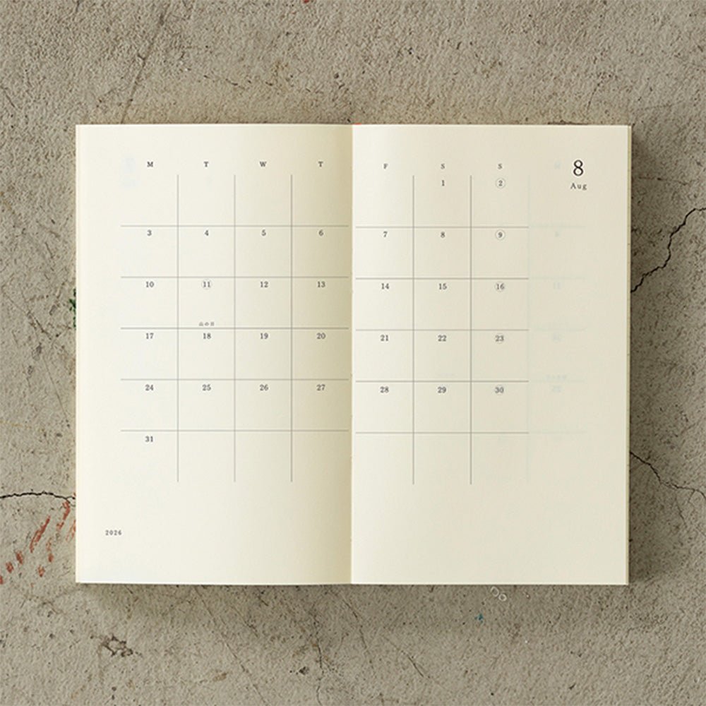 MD Notebook Diary B6 Slim Monthly Block + Memo 2026