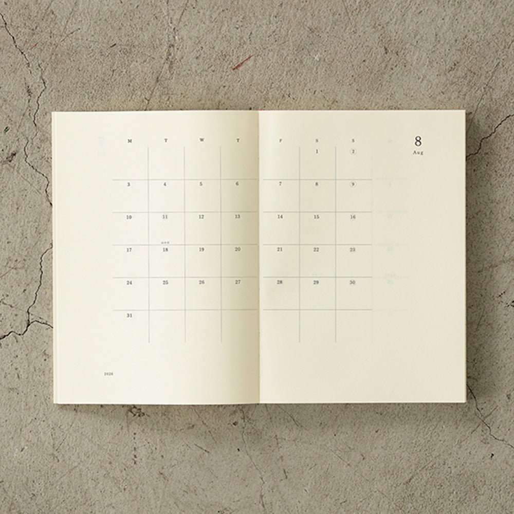 MD Notebook Diary A5 Monthly Block + Memo 2026