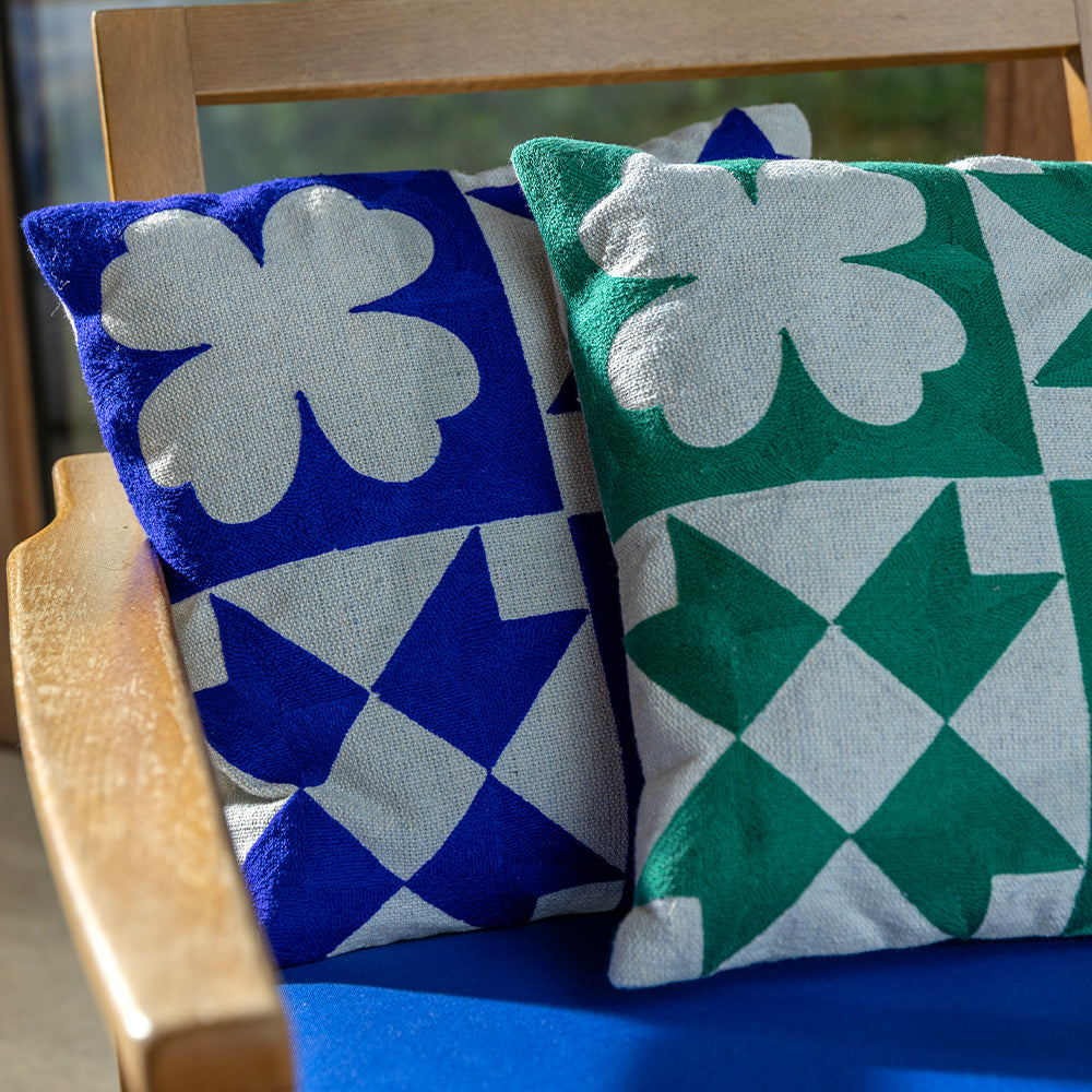 Funda de Cojín Patch Quilt Azul 40x40