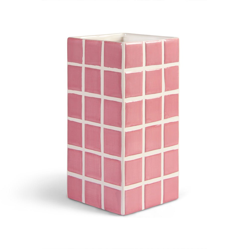 Vase en carreaux roses