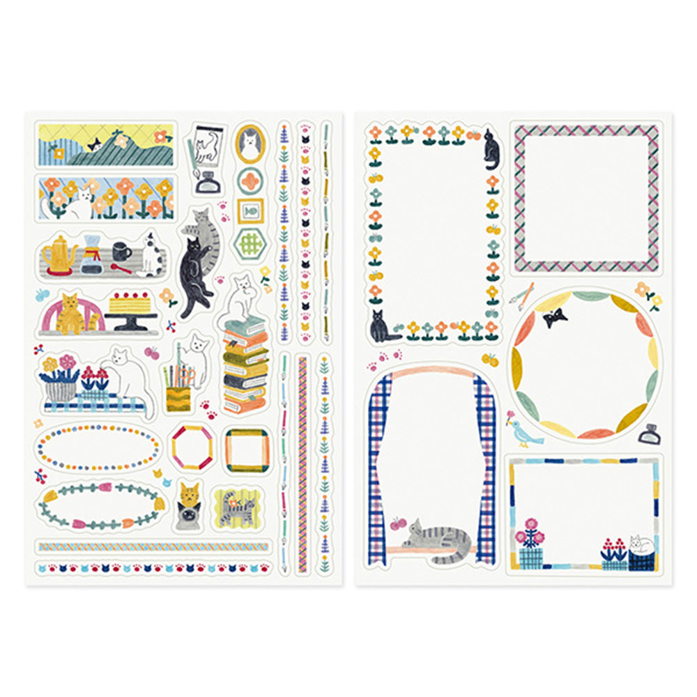 Pegatinas Yuru Log Gato (2 hojas)