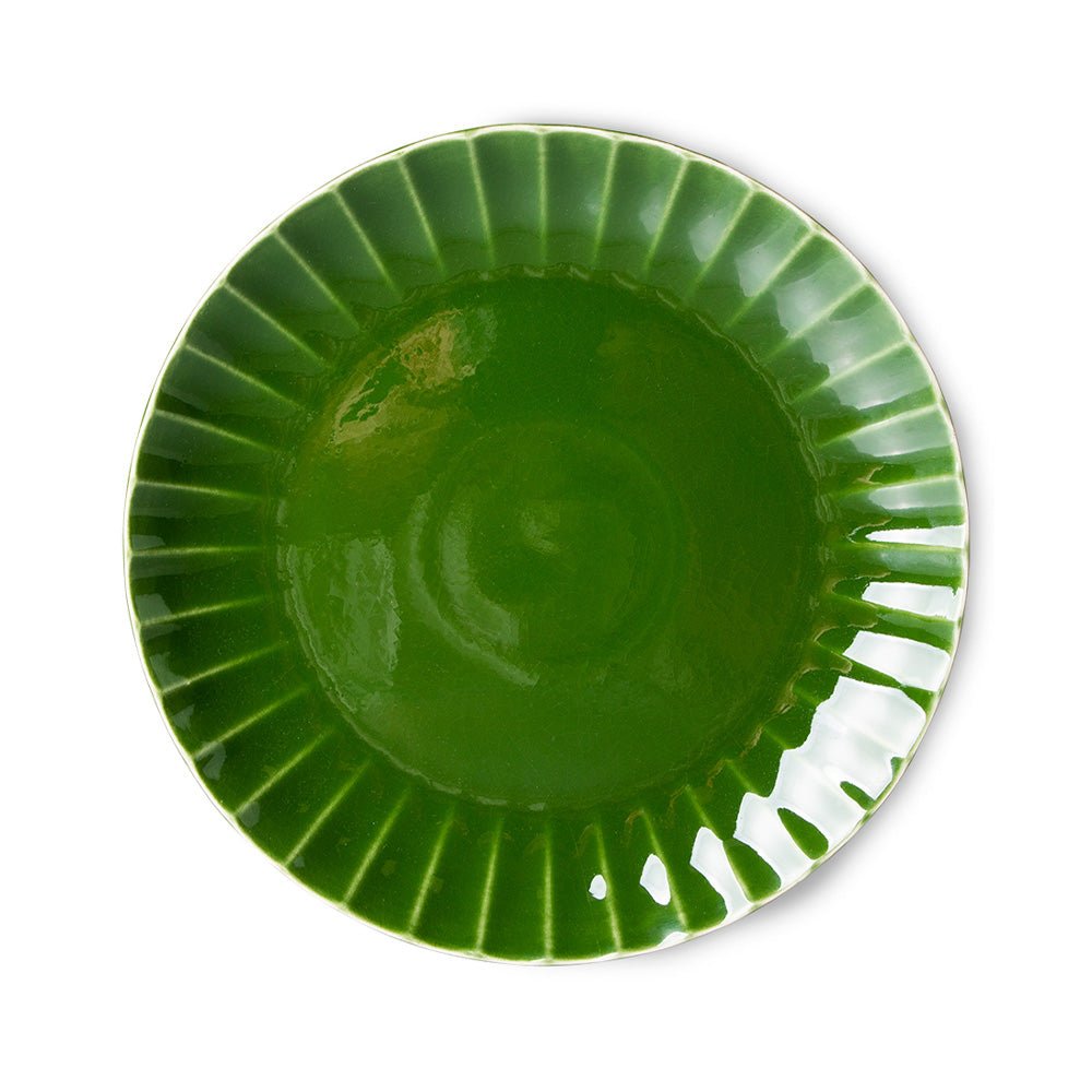 The Emeralds: Ceramic Dinner Plate Ribbed Green