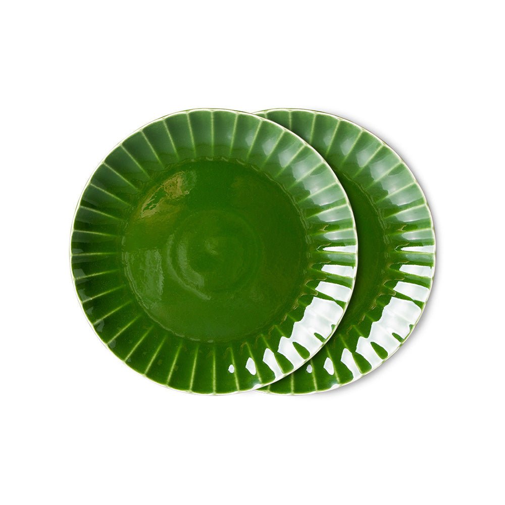 The Emeralds: Ceramic Dinner Plate Ribbed Green