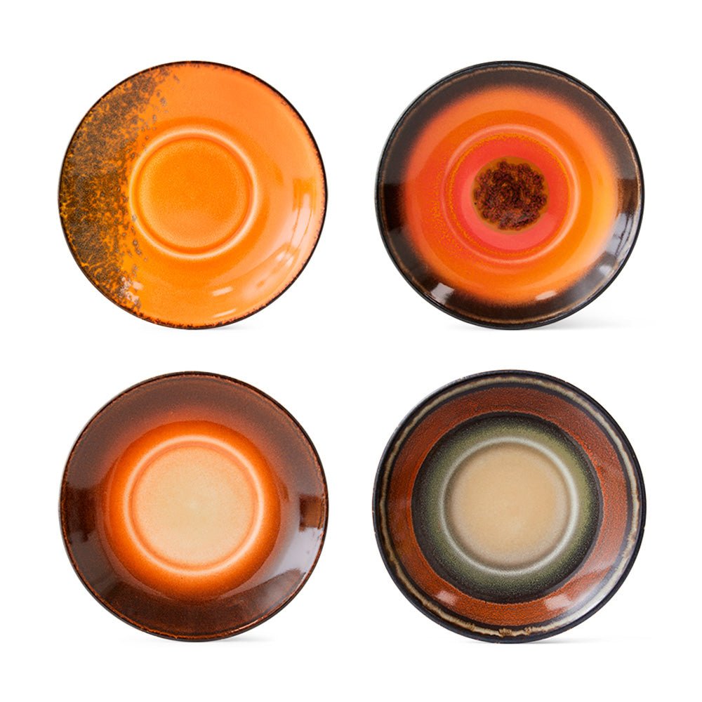 70s Ceramics Platillos de Tazas Tostados (Set de 4)