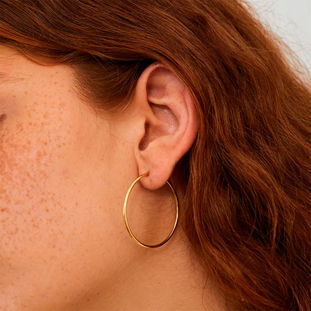 Earrings Thin Hoop L Gold