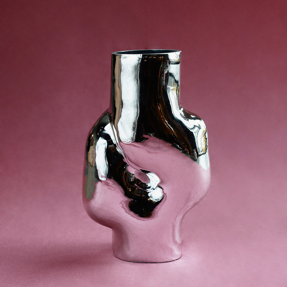 Gleam Glass High Vase Chrome