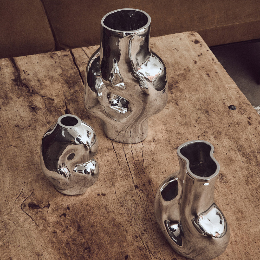 Gleam Glass High Vase Chrome