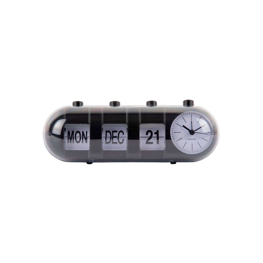Reloj Despertador Retro Tube Calendar Flip Negro