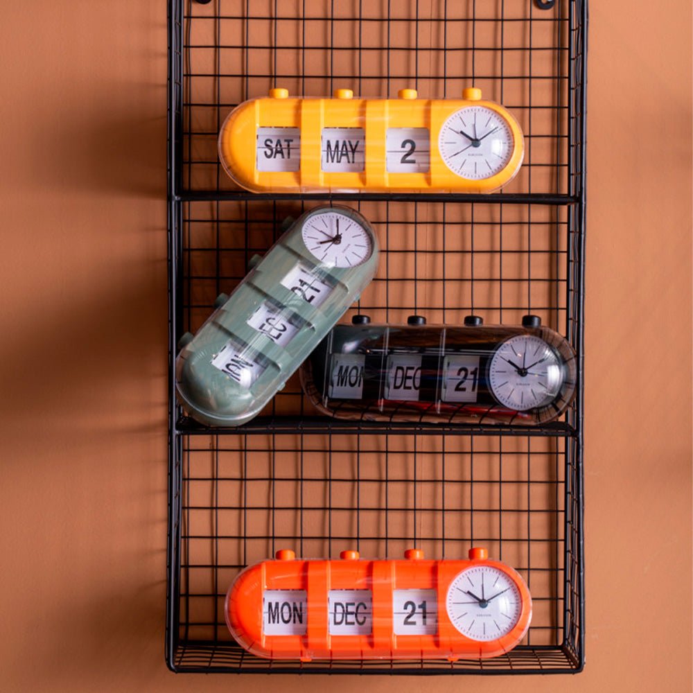 Reloj Despertador Retro Tube Calendar Flip Negro