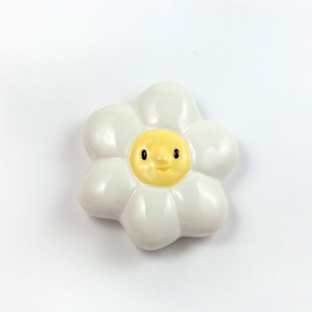 Fleur Coquelicot Visage Jaune Pétales Blancs