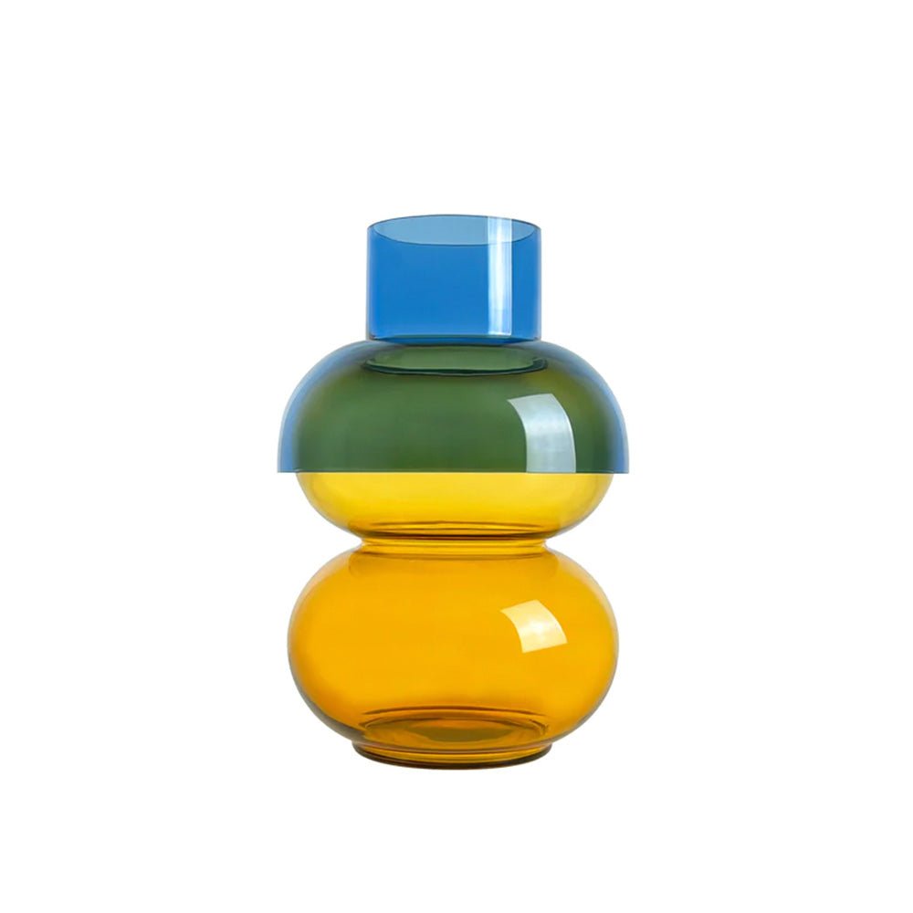 Vase à bulles bleu jaune moyen