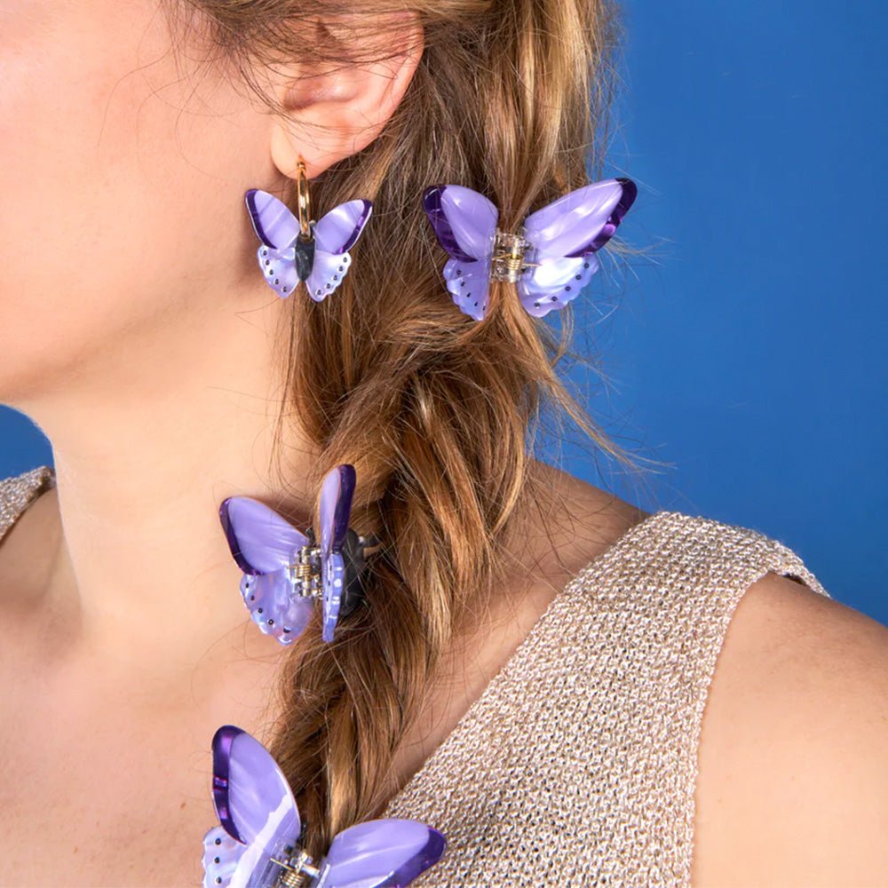 Boucles d'oreilles papillon violet