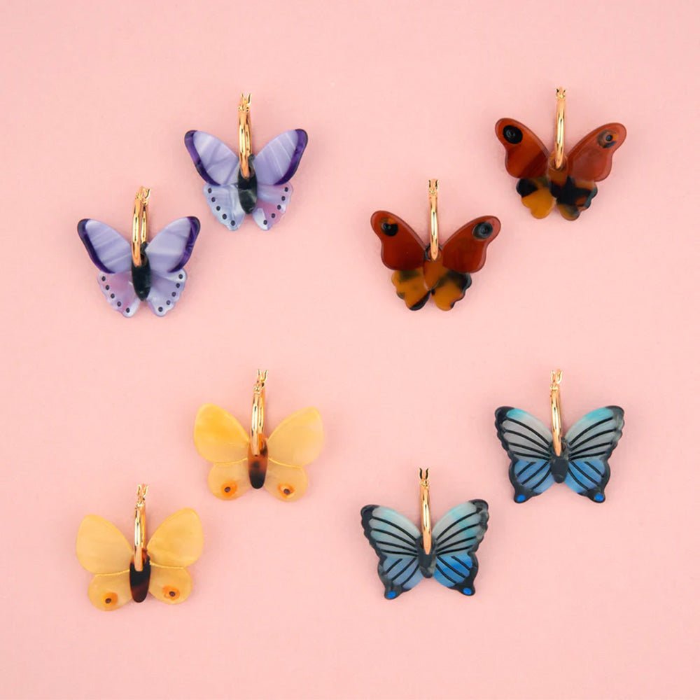 Boucles d'oreilles papillon violet