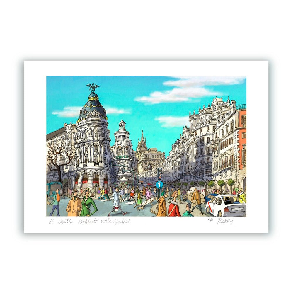 Le capitaine Haddock visite Madrid A3 Giclée Print