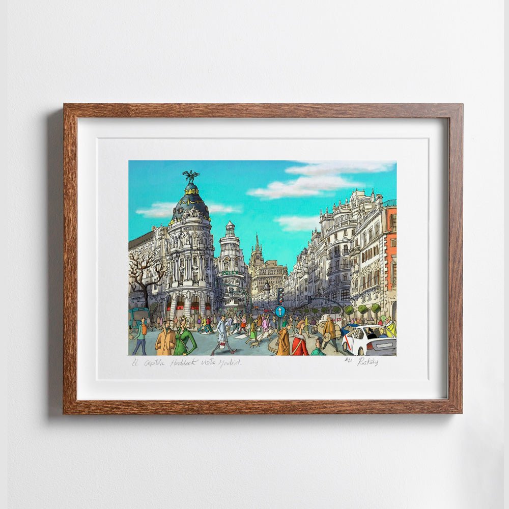 Le capitaine Haddock visite Madrid A3 Giclée Print