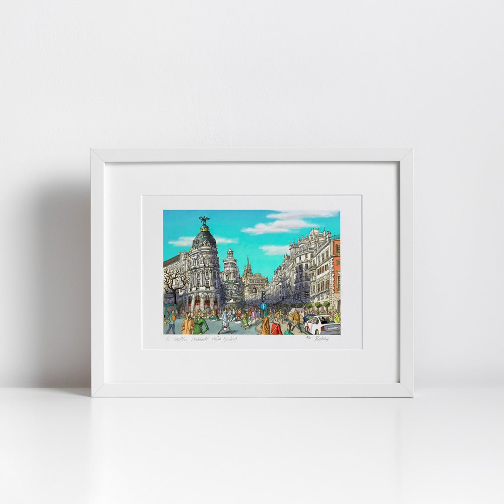 Le capitaine Haddock visite Madrid A4 Giclée Print