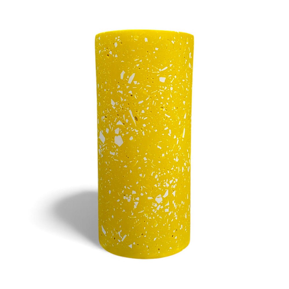 Jarrón Cilíndrico - Amarillo Blanco