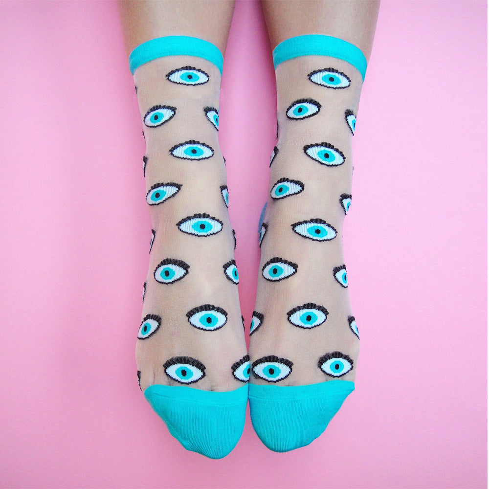 Blue Eye Transparent Socks 