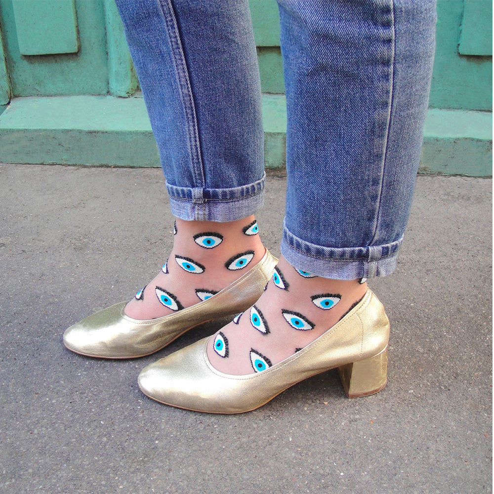 Blue Eye Transparent Socks 