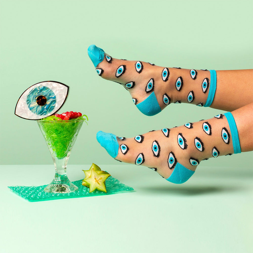 Blue Eye Transparent Socks 