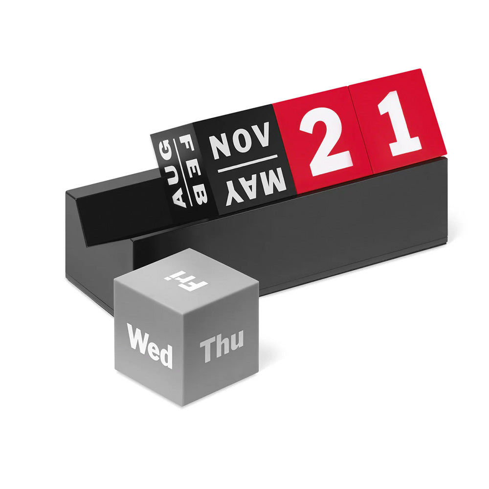 Perpetual Cubes Calendar - Red / Grey / Black