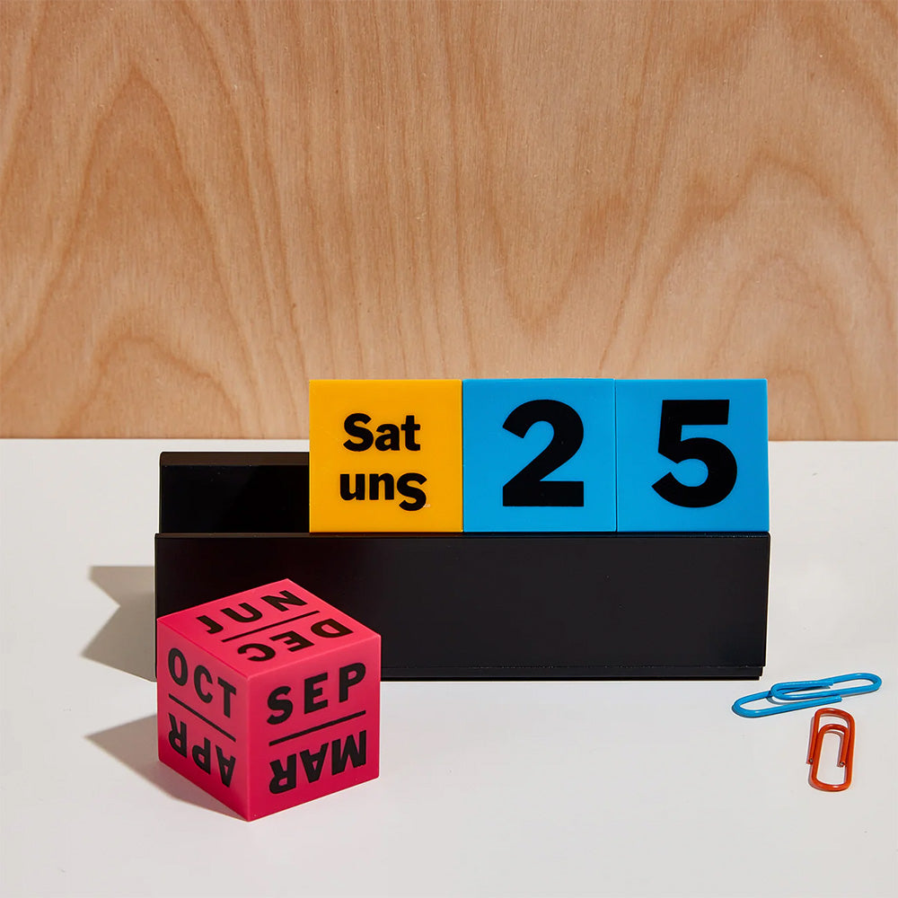 Perpetual Cubes Calendar - Yellow / Pink / Blue