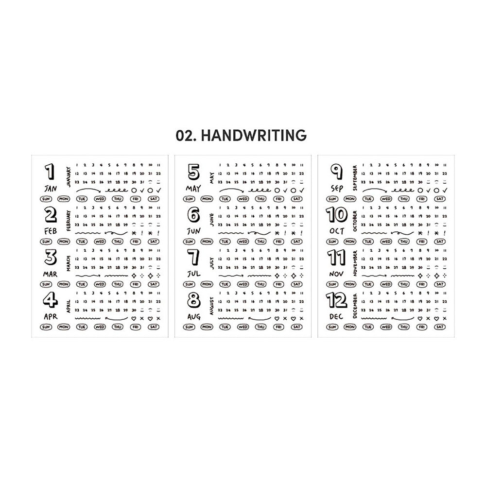 Calendrier Autocollants 02 Écriture Manuscrite