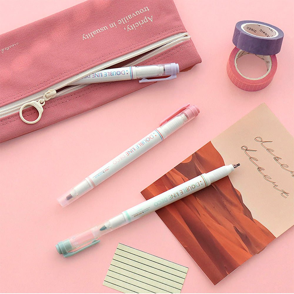 Double Line Deco Pen 01 Spring (set of 3)