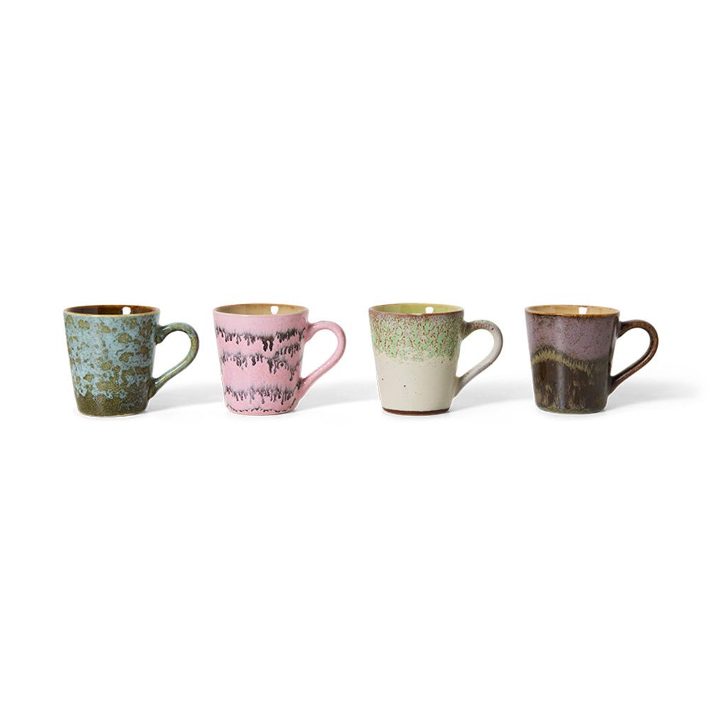 Céramiques années 70 : Tasses à expresso - Brutalisme (lot de 4)