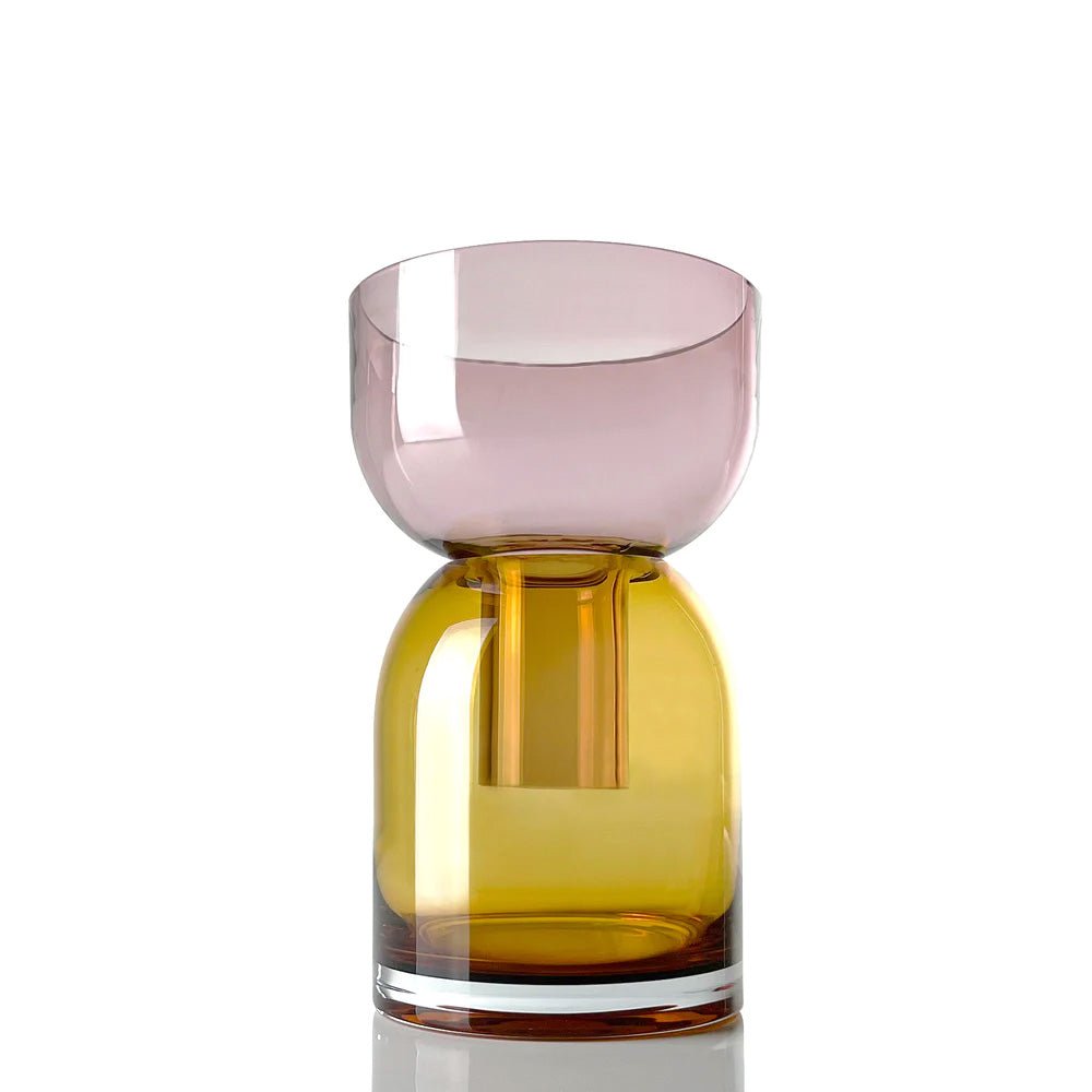 Flip Medium Pink and Yellow Glass Vase
