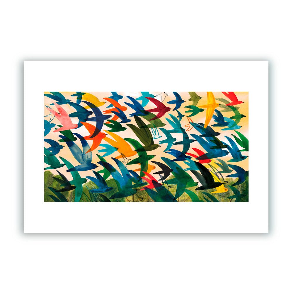 Flock of Colors Giclée Print A4