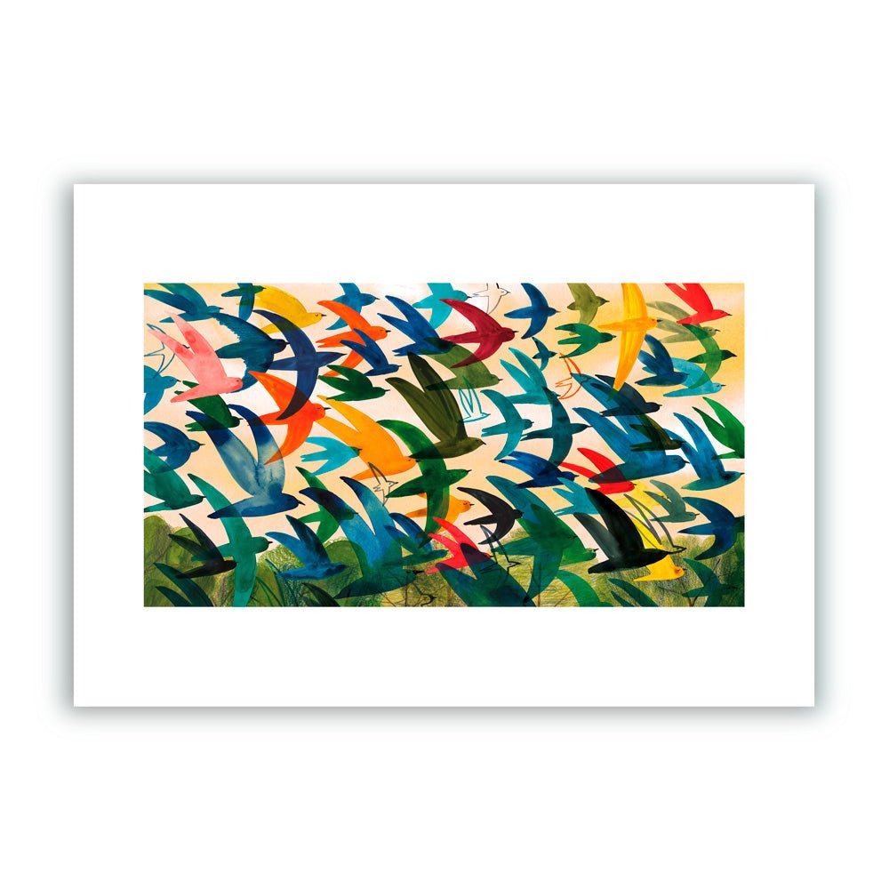 Flock of Colors Giclée Print A5