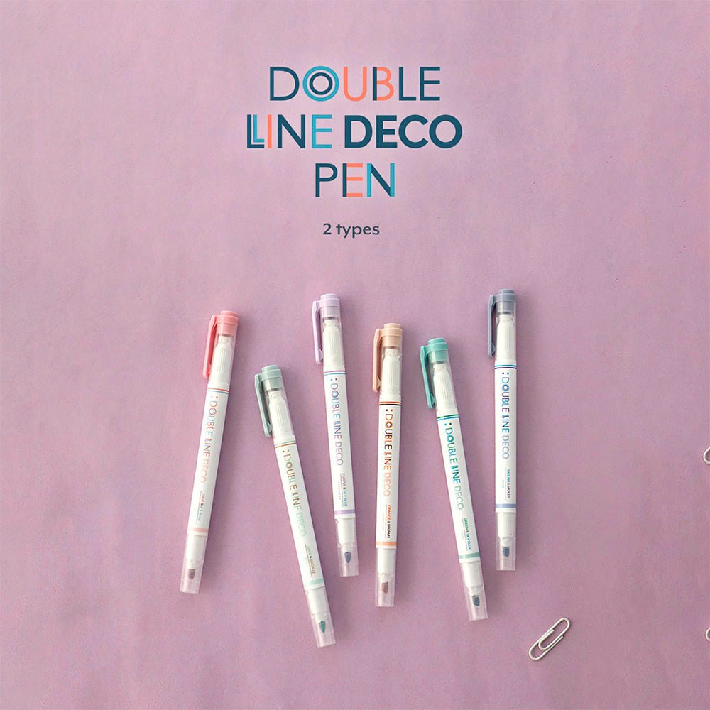 Double Line Deco Pen 01 Spring (set of 3)