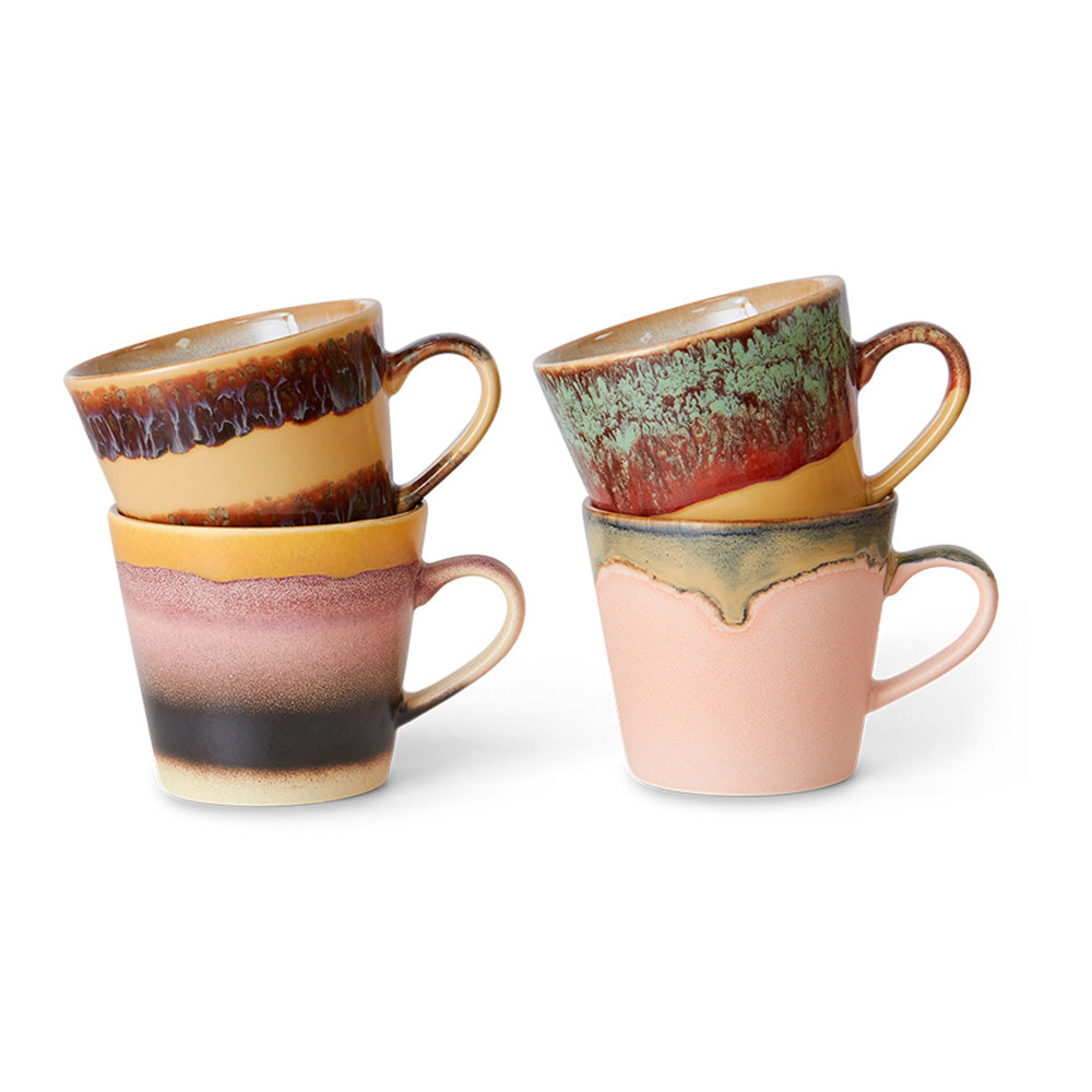 70s Ceramics: Cappuccino Mugs - Vista (Set de 4)