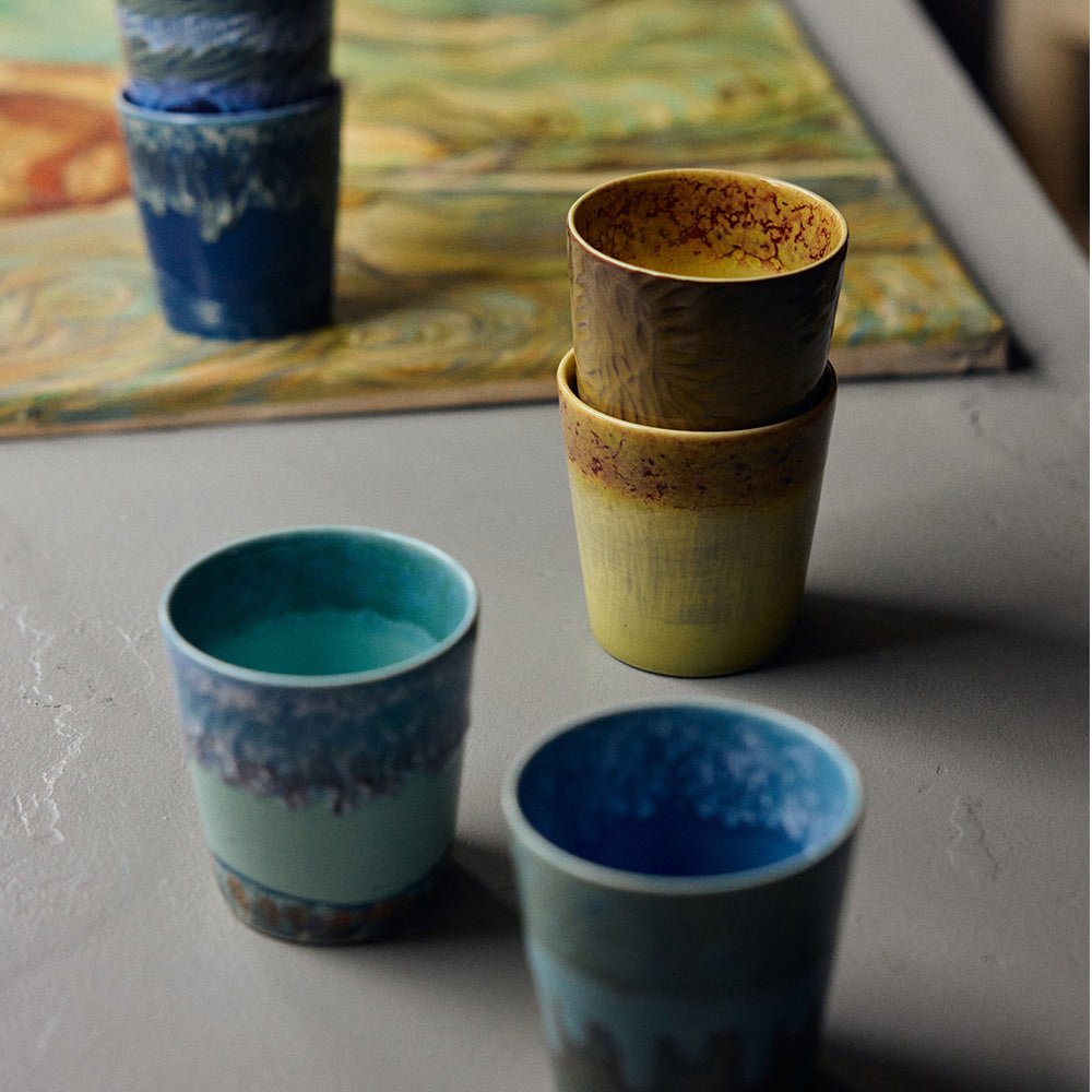 70s Ceramics: Van Gogh Coffe Mugs Sunflowers (set of 2)
