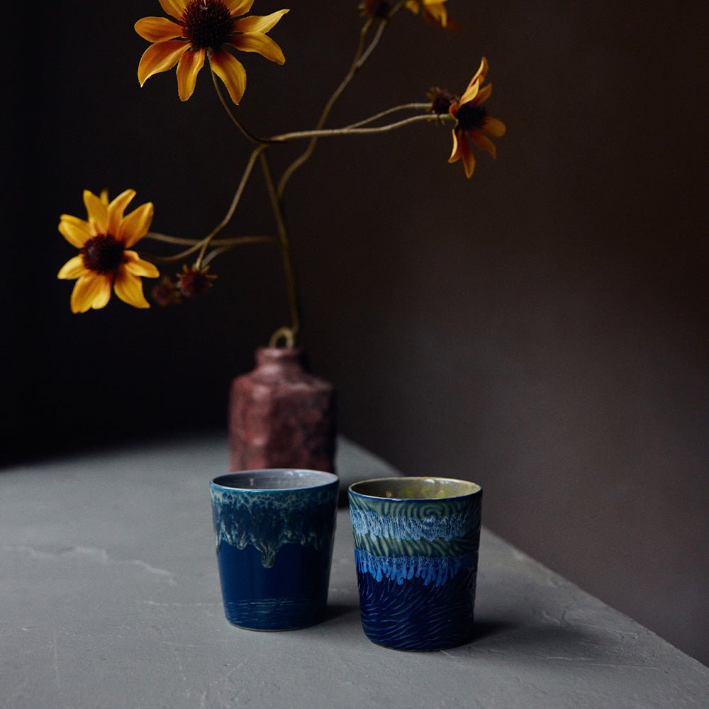 70s Ceramics: Van Gogh Coffe Mugs Starry Night (set of 2)