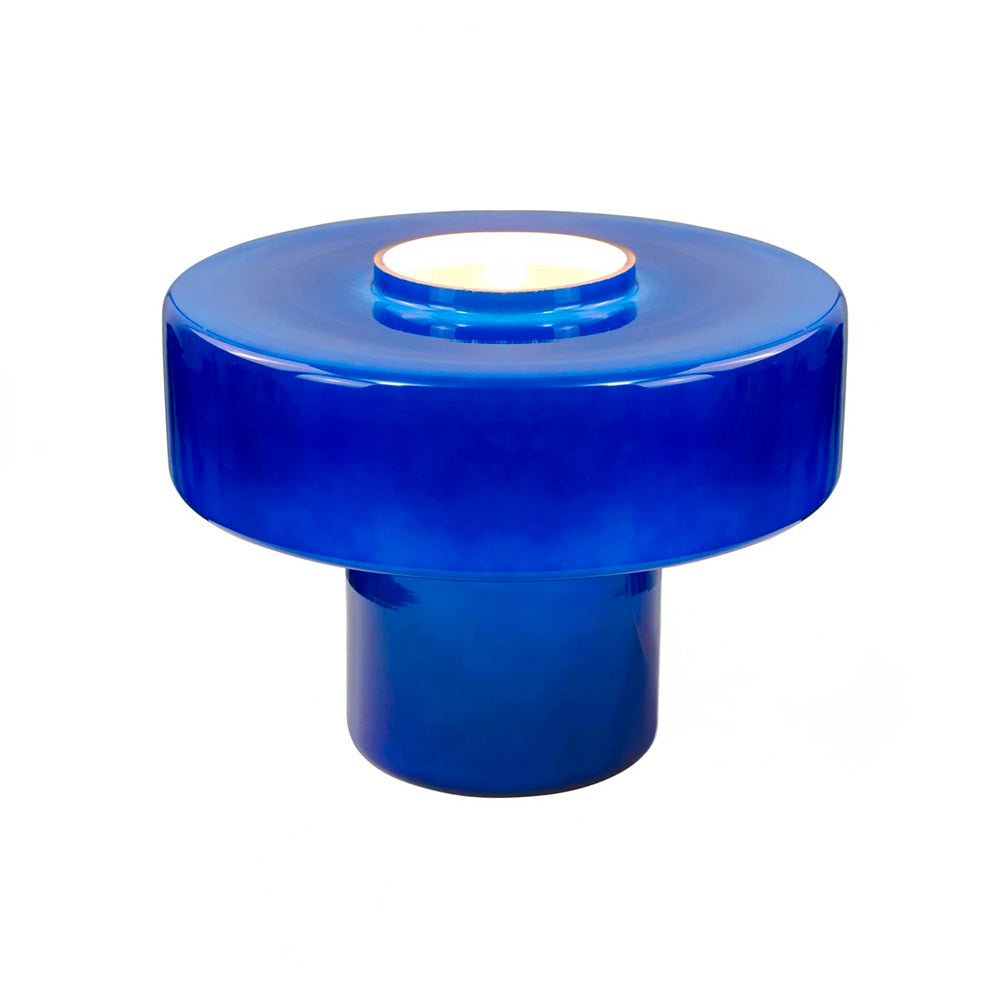 Lampe de table Foza en verre coloré et style rétro - Bleu